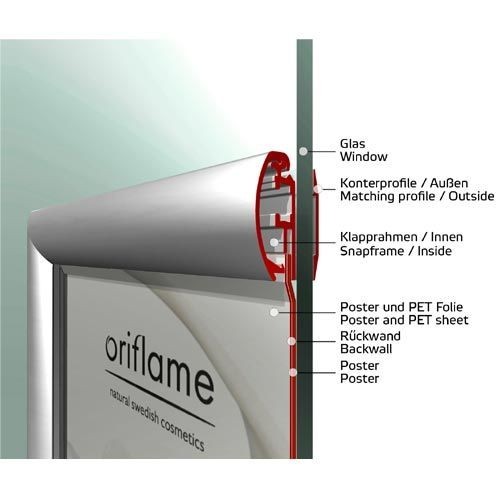 Klapprahmen für Fenster beidseitig DIN A2 25mm Profil (vergrößert)