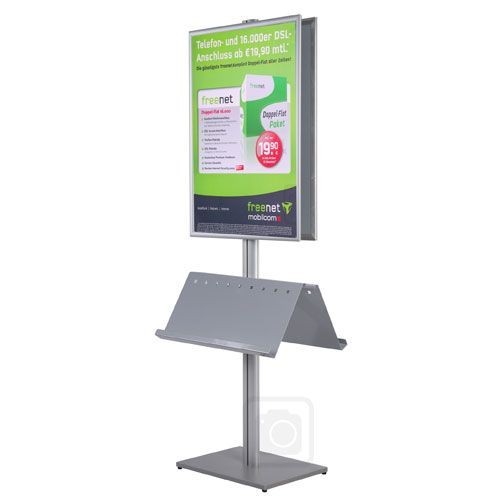 Plakatständer InfoPole DIN A1 + Ablagen beidseitig (vergrößert)