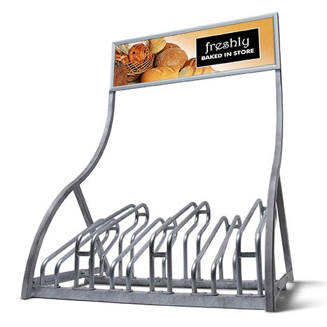 Fahrradständer mit Werbefläche (Klapprahmen) (vergrößert)