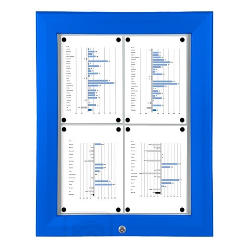 Schaukasten T-Line 4 x DIN A4 blau (vergrößert)