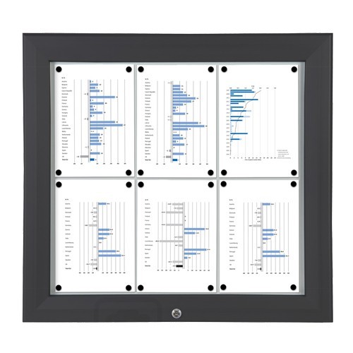 Schaukasten T-Line 6 x DIN A4 schwarz (vergrößert)
