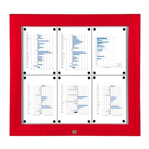 Schaukasten T-Line 6 x DIN A4 rot (vergrößert)