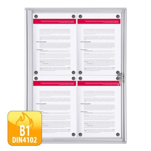 Schaukasten XS-Line 4 x DIN A4 Metallrückwand, B1 Norm (vergrößert)