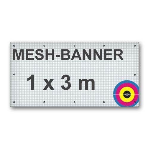 PVC-Banner mit Ösen 1x3m (Druck auf Gittergewebe 260g/m²) (vergrößert)