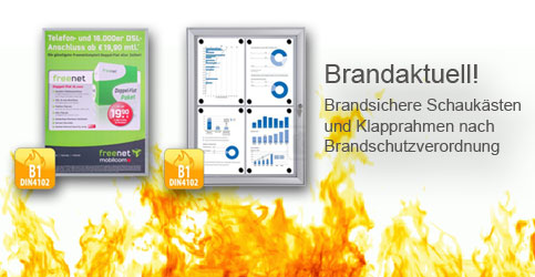 Klapprahmen Schaukasten B1 Brandschutz brandsicher